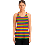 Rainbow Stripe Print Women's Racerback Tank Top