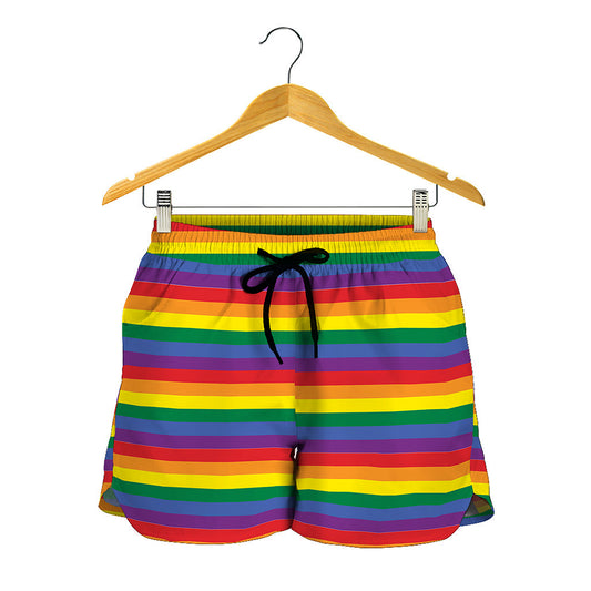 Rainbow Stripe Print Women's Shorts