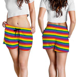 Rainbow Stripe Print Women's Shorts