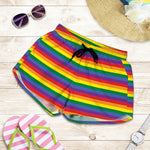 Rainbow Stripe Print Women's Shorts