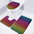 Rainbow Striped Pattern Print 3 Piece Bath Mat Set