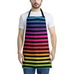 Rainbow Striped Pattern Print Apron