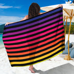 Rainbow Striped Pattern Print Beach Sarong Wrap