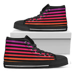 Rainbow Striped Pattern Print Black High Top Shoes
