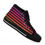 Rainbow Striped Pattern Print Black High Top Shoes