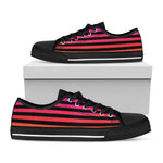 Rainbow Striped Pattern Print Black Low Top Shoes
