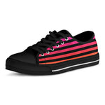 Rainbow Striped Pattern Print Black Low Top Shoes