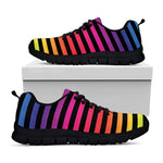 Rainbow Striped Pattern Print Black Sneakers