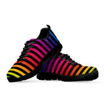 Rainbow Striped Pattern Print Black Sneakers