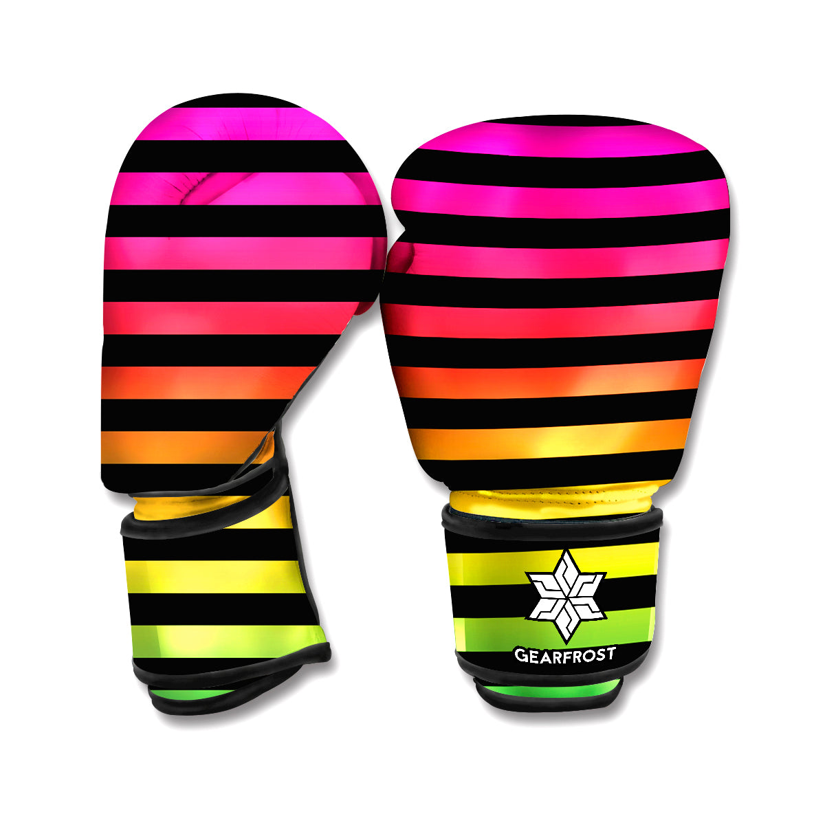 Rainbow Striped Pattern Print Boxing Gloves