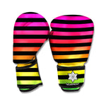 Rainbow Striped Pattern Print Boxing Gloves
