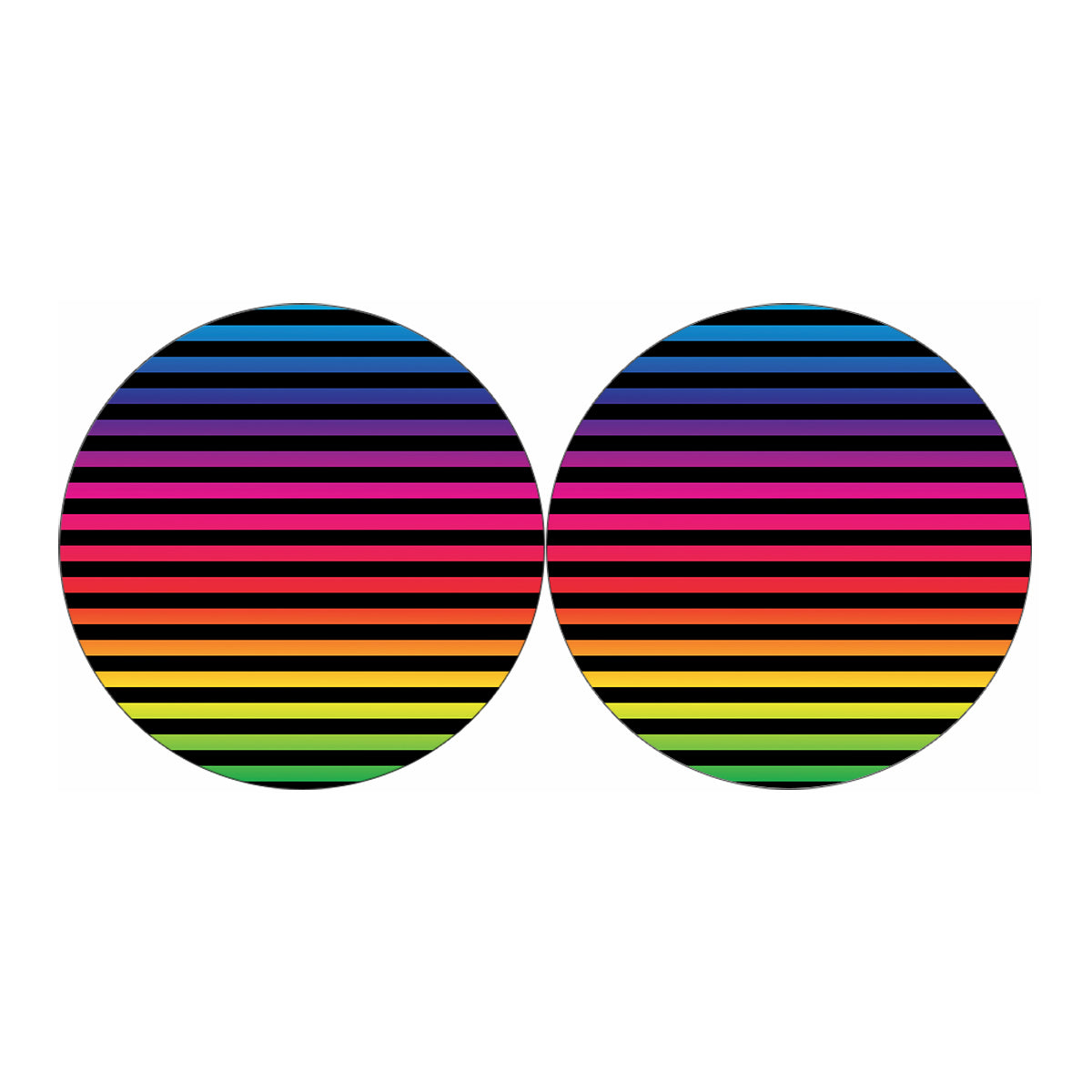 Rainbow Striped Pattern Print Car Coasters