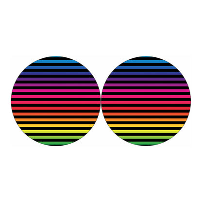 Rainbow Striped Pattern Print Car Coasters