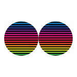 Rainbow Striped Pattern Print Car Coasters