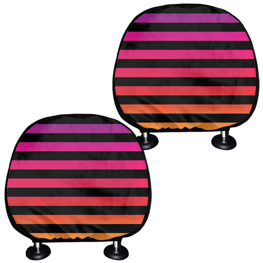 Rainbow Striped Pattern Print Car Headrest Covers