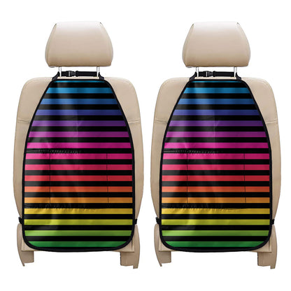 Rainbow Striped Pattern Print Car Seat Organizers