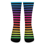 Rainbow Striped Pattern Print Crew Socks