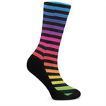 Rainbow Striped Pattern Print Crew Socks
