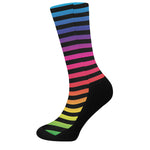 Rainbow Striped Pattern Print Crew Socks
