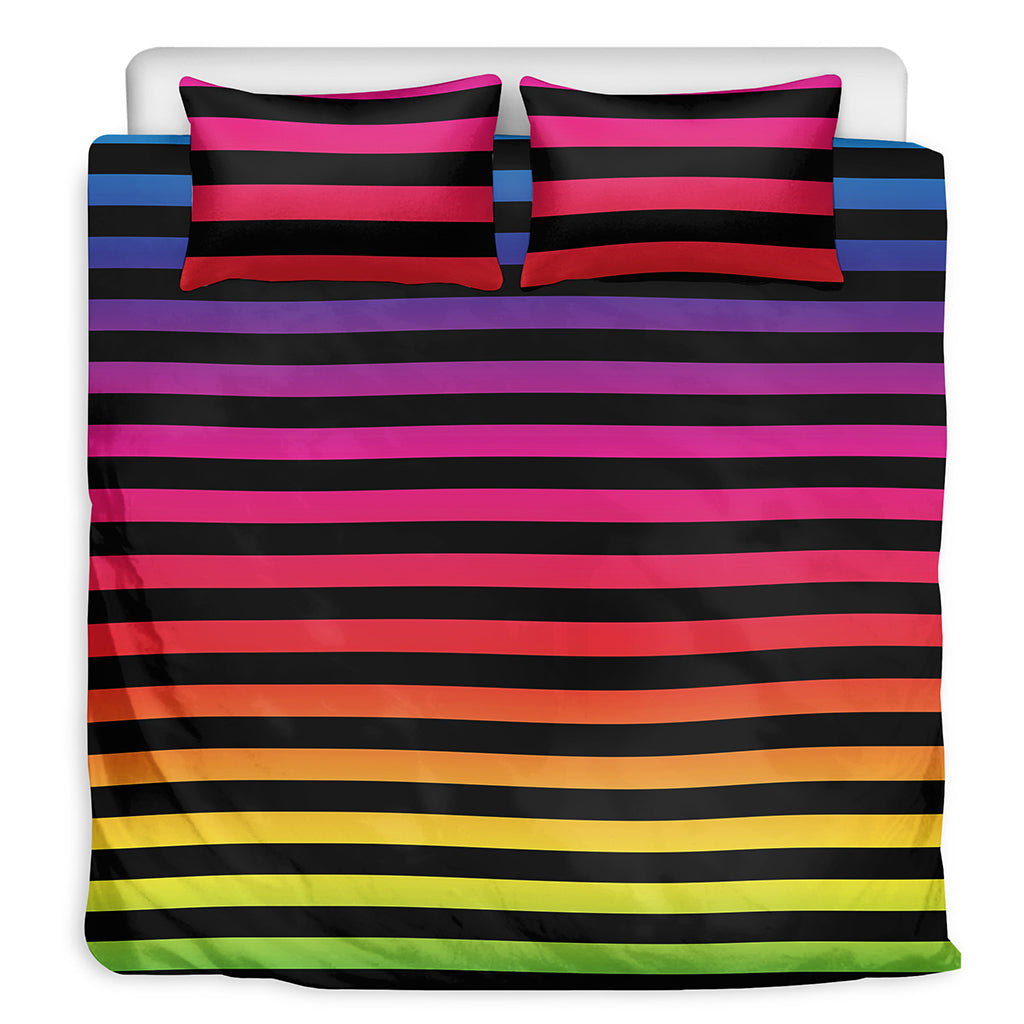 Rainbow Striped Pattern Print Duvet Cover Bedding Set