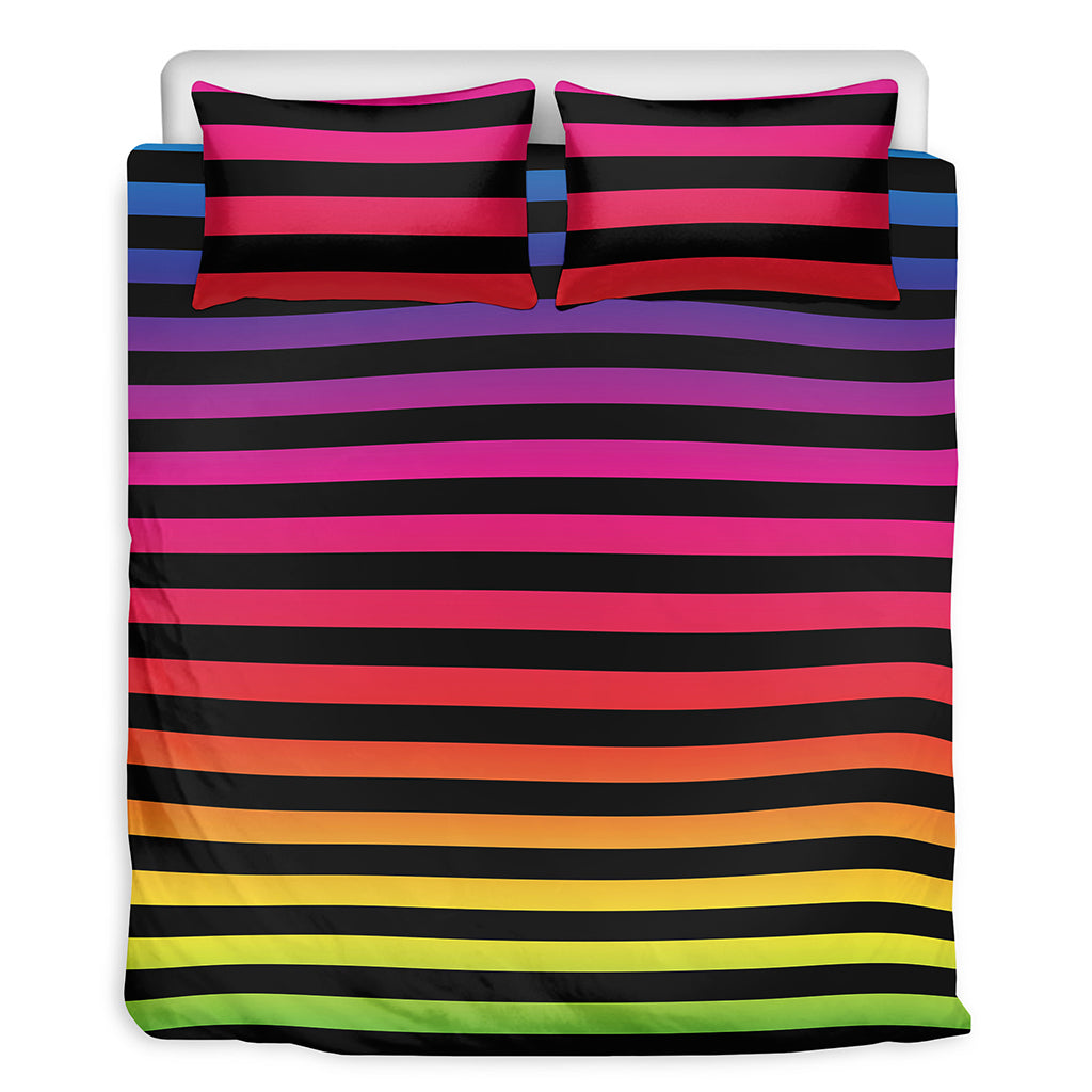 Rainbow Striped Pattern Print Duvet Cover Bedding Set