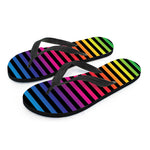 Rainbow Striped Pattern Print Flip Flops
