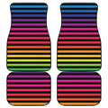 Rainbow Striped Pattern Print Front and Back Car Floor Mats
