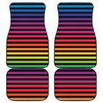 Rainbow Striped Pattern Print Front and Back Car Floor Mats