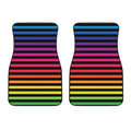 Rainbow Striped Pattern Print Front Car Floor Mats