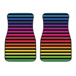 Rainbow Striped Pattern Print Front Car Floor Mats