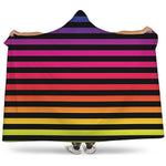 Rainbow Striped Pattern Print Hooded Blanket