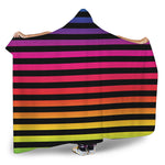 Rainbow Striped Pattern Print Hooded Blanket