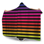 Rainbow Striped Pattern Print Hooded Blanket