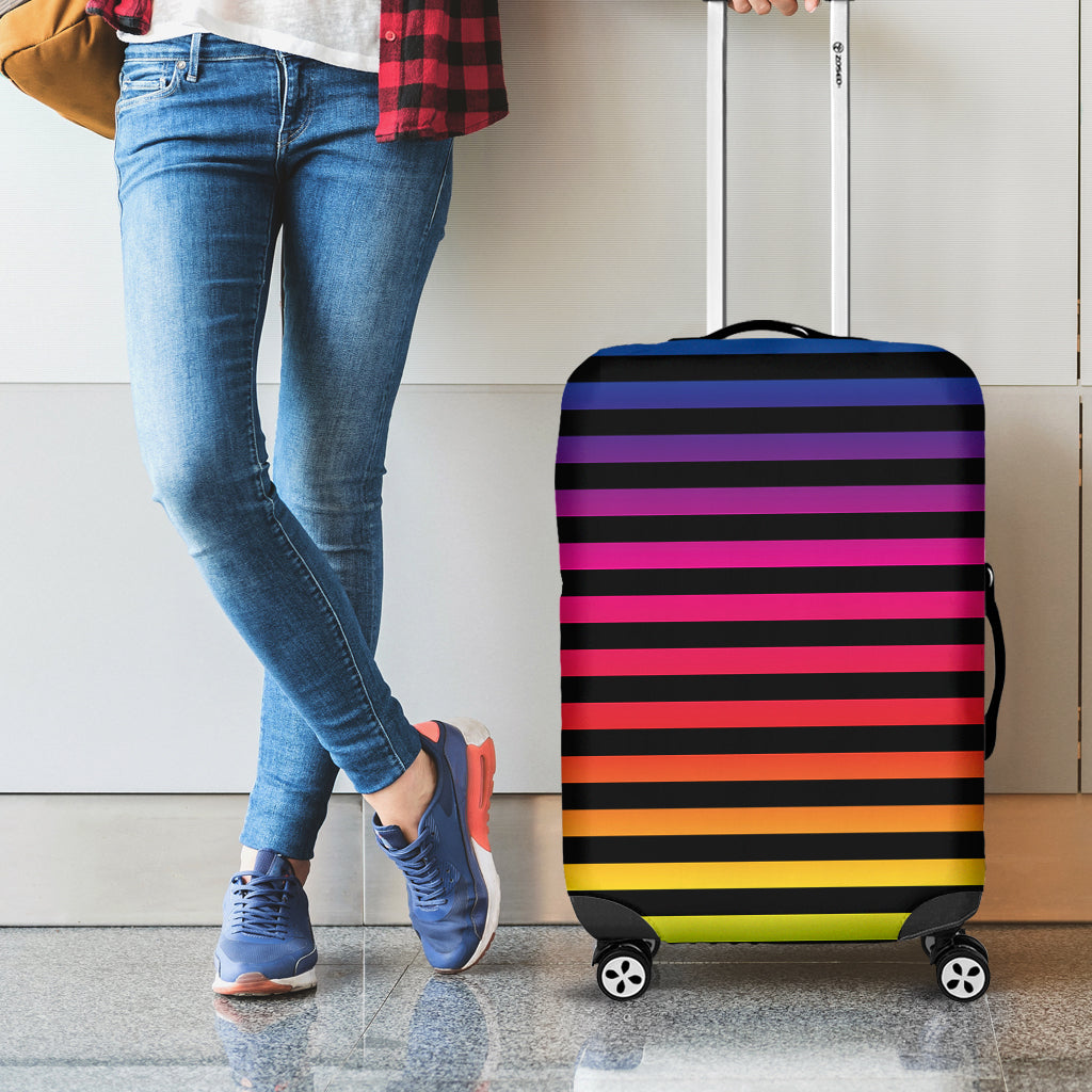 Rainbow Striped Pattern Print Luggage Cover