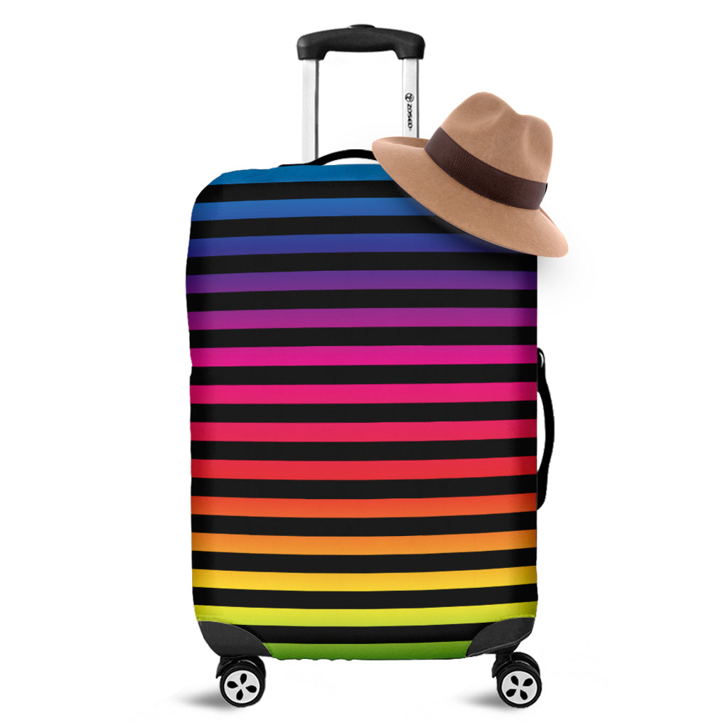 Rainbow Striped Pattern Print Luggage Cover