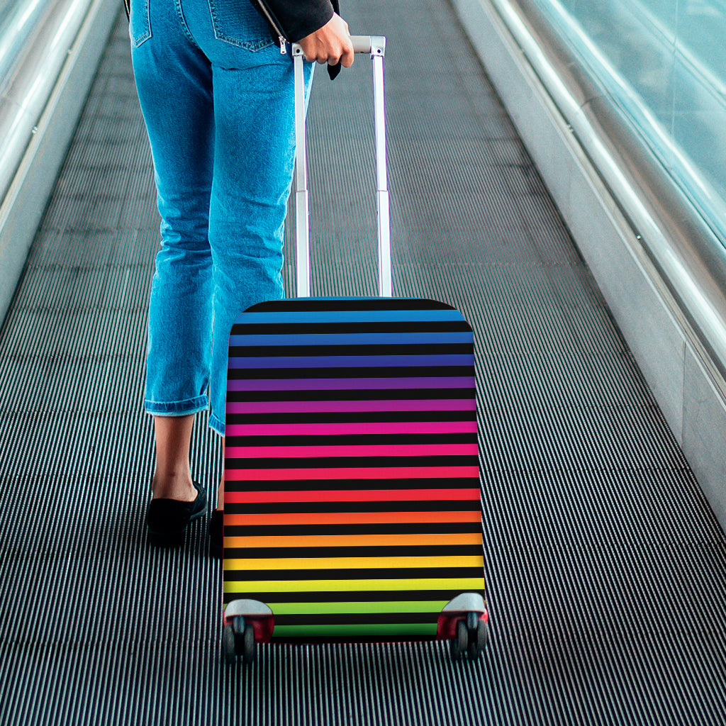 Rainbow Striped Pattern Print Luggage Cover