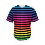 Rainbow Striped Pattern Print Men's Baseball Jersey
