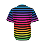 Rainbow Striped Pattern Print Men's Baseball Jersey