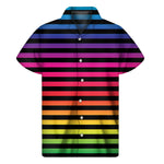 Rainbow Striped Pattern Print Men's Short Sleeve Shirt