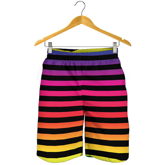 Rainbow Striped Pattern Print Men's Shorts