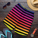 Rainbow Striped Pattern Print Men's Shorts