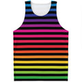 Rainbow Striped Pattern Print Men's Tank Top