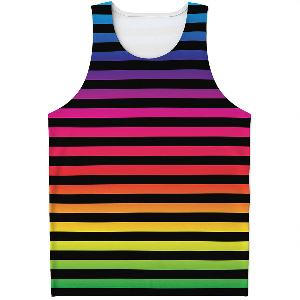 Rainbow Striped Pattern Print Men's Tank Top