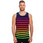 Rainbow Striped Pattern Print Men's Tank Top
