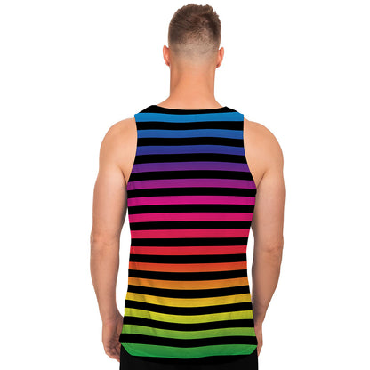 Rainbow Striped Pattern Print Men's Tank Top