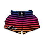 Rainbow Striped Pattern Print Muay Thai Boxing Shorts
