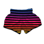Rainbow Striped Pattern Print Muay Thai Boxing Shorts