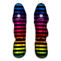 Rainbow Striped Pattern Print Muay Thai Shin Guards
