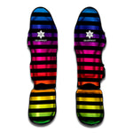Rainbow Striped Pattern Print Muay Thai Shin Guard