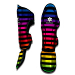 Rainbow Striped Pattern Print Muay Thai Shin Guard